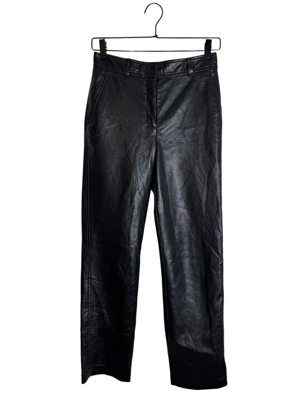 Aritzia Babaton Command High Rise Vegan Faux Leather Straight Leg Pants Black